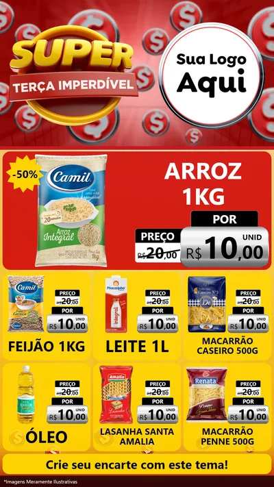 Modelo de Rede Social para Stories com o tema Super Terça Imperdível para Supermercado