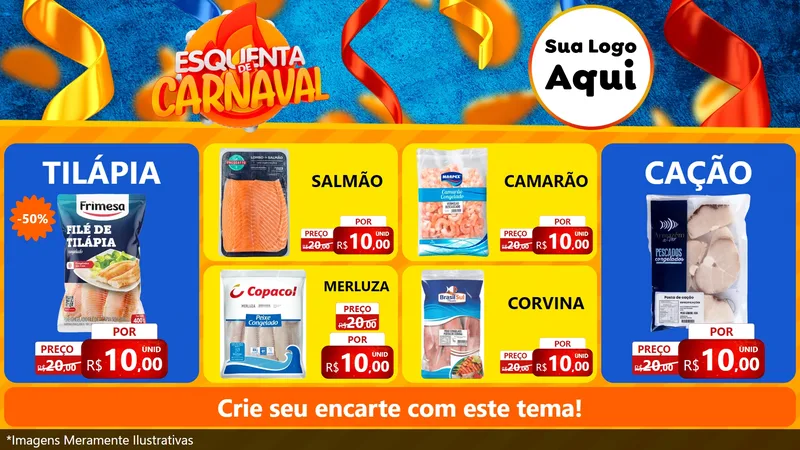 Modelo de TV para TV Horizontal com o tema Esquenta de Carnaval para Peixaria