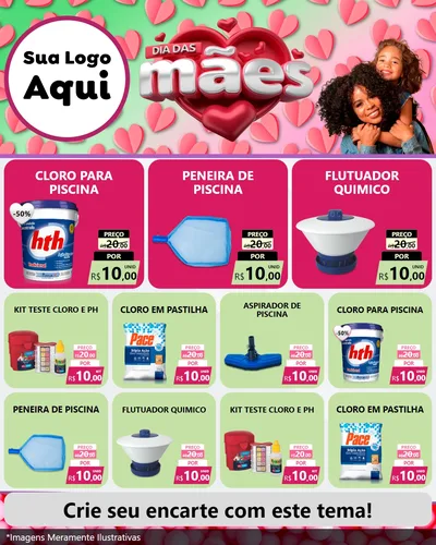 Modelo de Rede Social para Feed Instagram com o tema Dia das Mães para Produtos para Piscina
