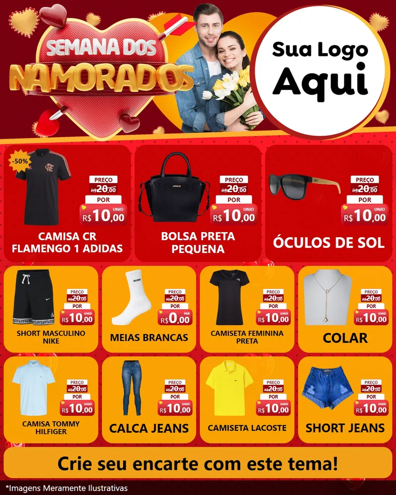 Modelo de Rede Social para Feed Instagram com o tema Semana dos Namorados para Roupas e acessórios