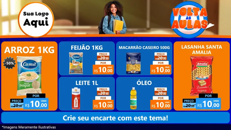 Modelo de TV para TV Horizontal com o tema Volta Às Aulas para Supermercado