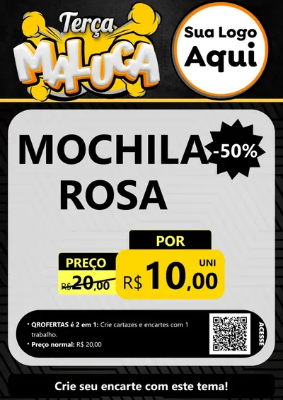 Modelo de Cartaz para Cartaz A4 Vertical com o tema Terça Maluca para Papelaria