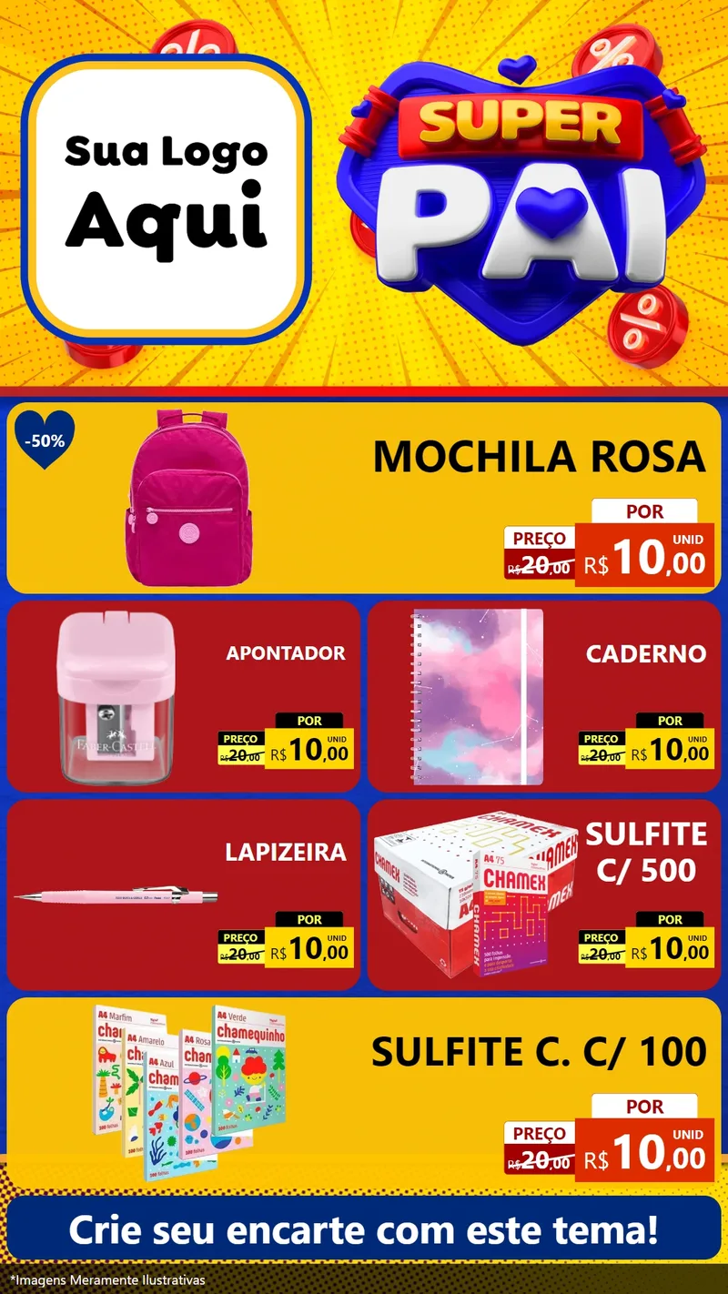 Modelo de TV para TV Vertical com o tema Super Pai para Papelaria
