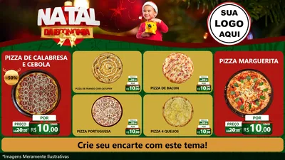 Modelo de TV para TV Horizontal com o tema Natal da Economia para Pizzaria