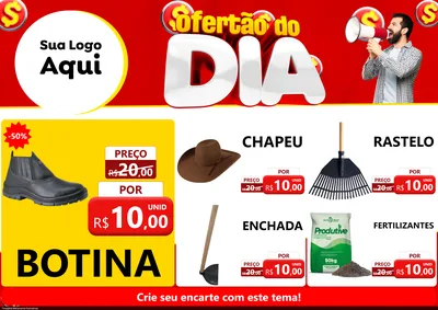 Modelo de Encarte para Encarte A4 Horizontal com o tema Ofertão do dia para Agropecuária