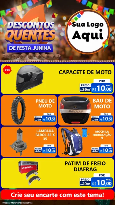 Modelo de TV para TV Vertical com o tema Descontos Quentes de Festa Junina para Moto peças