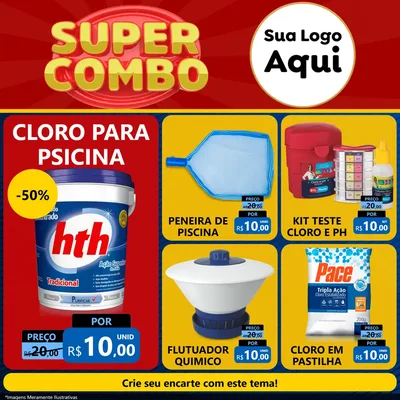 Modelo de Rede Social para Feed Facebook com o tema Super Combo para Produtos para Piscina