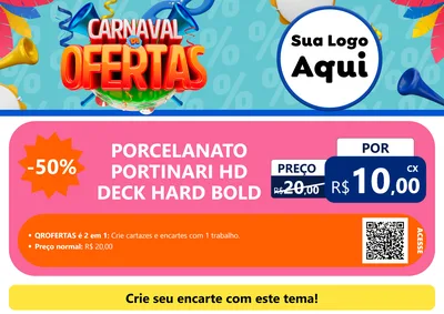 Modelo de Cartaz para Cartaz A4 Horizontal com o tema Carnaval de Ofertas para Pisos e revestimentos