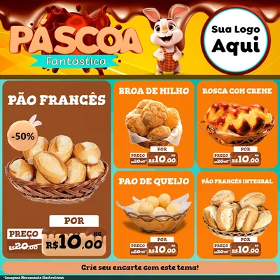 Modelo de Rede Social para Feed Facebook com o tema Páscoa Fantástica para Padaria