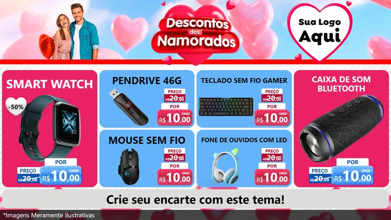 Modelo de TV para TV Horizontal com o tema Descontos dos Namorados para Informática