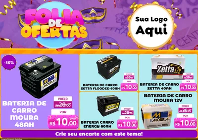 Modelo de Encarte para Encarte A4 Horizontal com o tema Folia de Ofertas para Baterias Elétricas