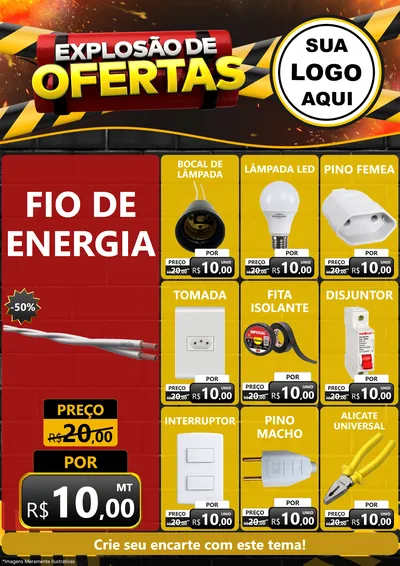 Modelo de Encarte para Encarte A4 Vertical com o tema Explosão de Ofertas para Materiais Elétricos
