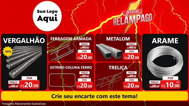 Modelo de TV para TV Horizontal com o tema Ofertas Relâmpago para Ferragens