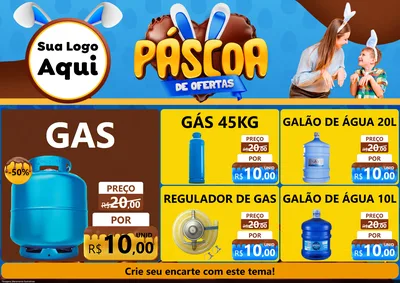 Modelo de Encarte para Encarte A4 Horizontal com o tema Páscoa de Ofertas para Água e gás