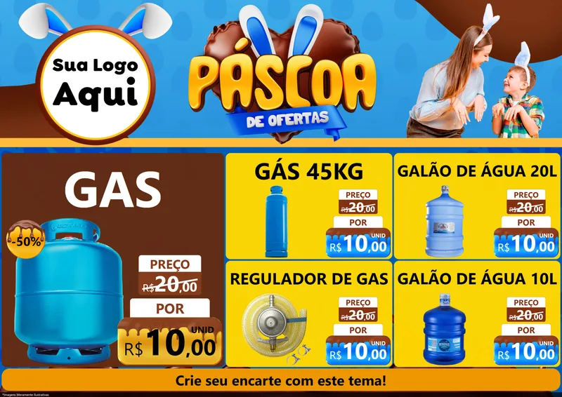 Modelo de Encarte para Encarte A4 Horizontal com o tema Páscoa de Ofertas para Água e gás