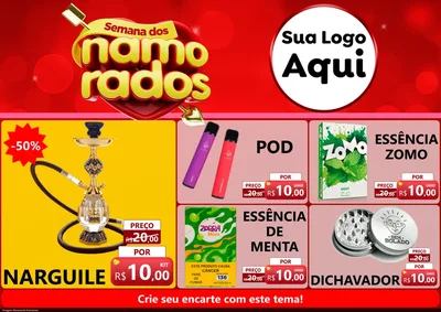 Modelo de Encarte para Encarte A4 Horizontal com o tema Semana dos namorados para Tabacaria