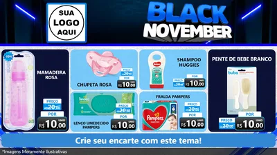 Modelo de TV para TV Horizontal com o tema Black November para Bebês