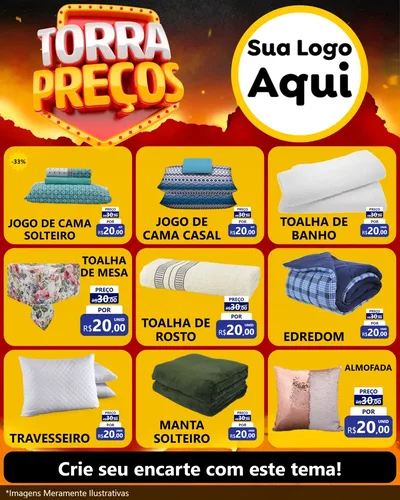 Modelo de Rede Social para Feed Instagram com o tema Torra Preços para Cama, Mesa e Banho