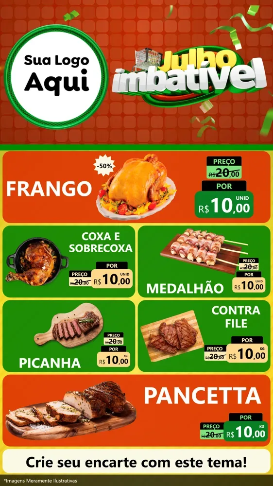Modelo de TV para TV Vertical com o tema Julho Imbatível para Assados