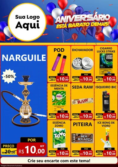 Modelo de Encarte para Encarte A4 Vertical com o tema Aniversário para Tabacaria