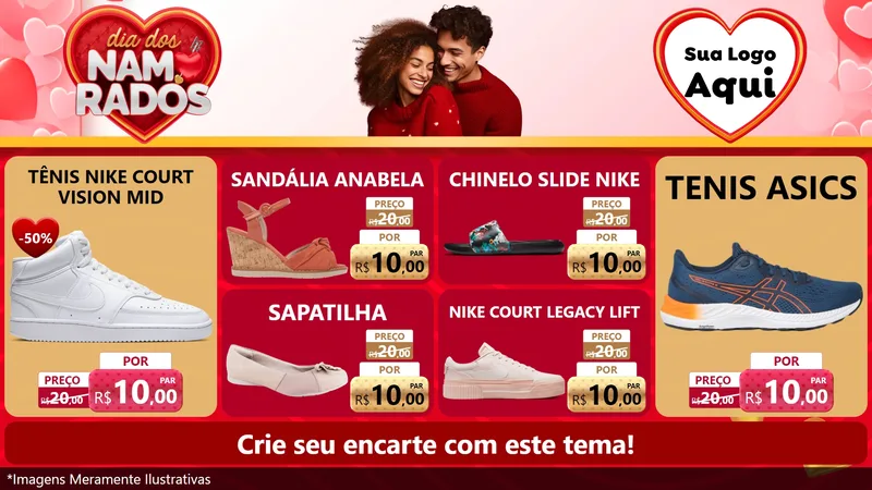 Modelo de TV para TV Horizontal com o tema Dia dos Namorados para Calçados