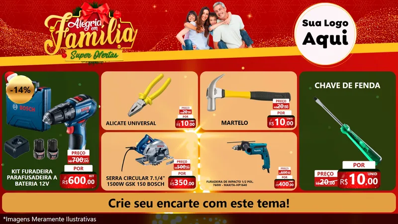Modelo de TV para TV Horizontal com o tema Alegria em Família Super Ofertas - Natal para Maquinas e Ferramentas