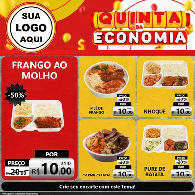 Modelo de Rede Social para Feed Facebook com o tema Quinta da Economia para Restaurante
