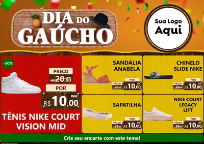 Modelo de Encarte para Encarte A4 Horizontal com o tema Dia do Gaúcho para Calçados