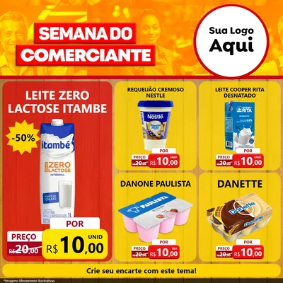 Modelo de Rede Social para Feed Facebook com o tema Semana do Comerciante para Frios e Laticínios