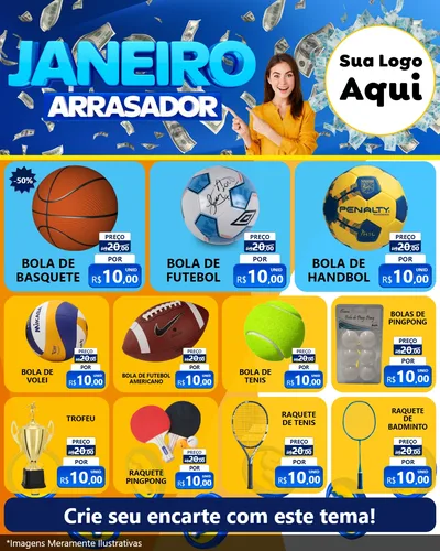 Modelo de Rede Social para Feed Instagram com o tema Janeiro Arrasador para Artigos Esportivos