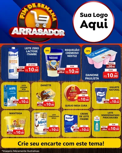 Modelo de Rede Social para Feed Instagram com o tema Fim De Semana Arrasador para Frios e Laticínios