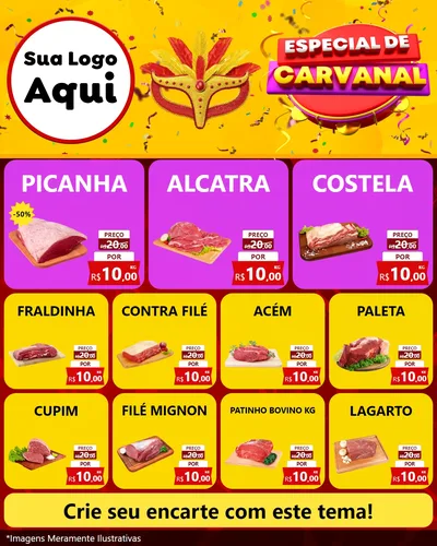 Modelo de Rede Social para Feed Instagram com o tema Especial de Carnaval para Açougue