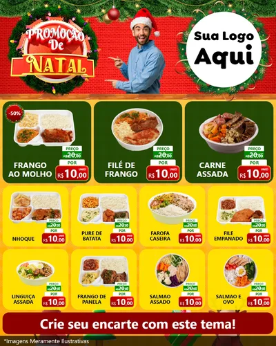 Modelo de Rede Social para Feed Instagram com o tema Promoção de Natal para Restaurante