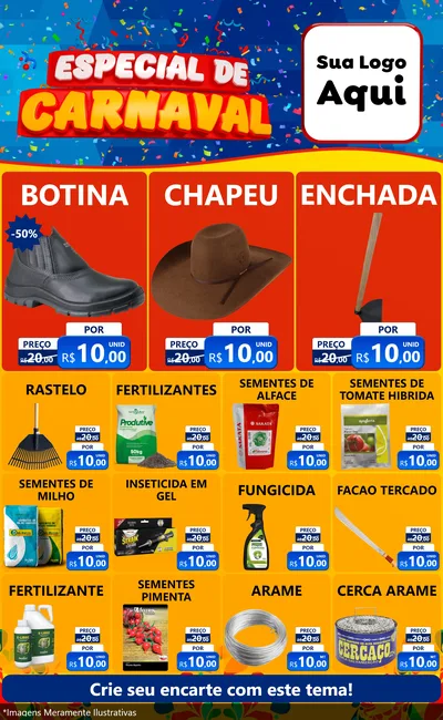 Modelo de Encarte para Encarte Grande com o tema Especial de Carnaval para Agropecuária