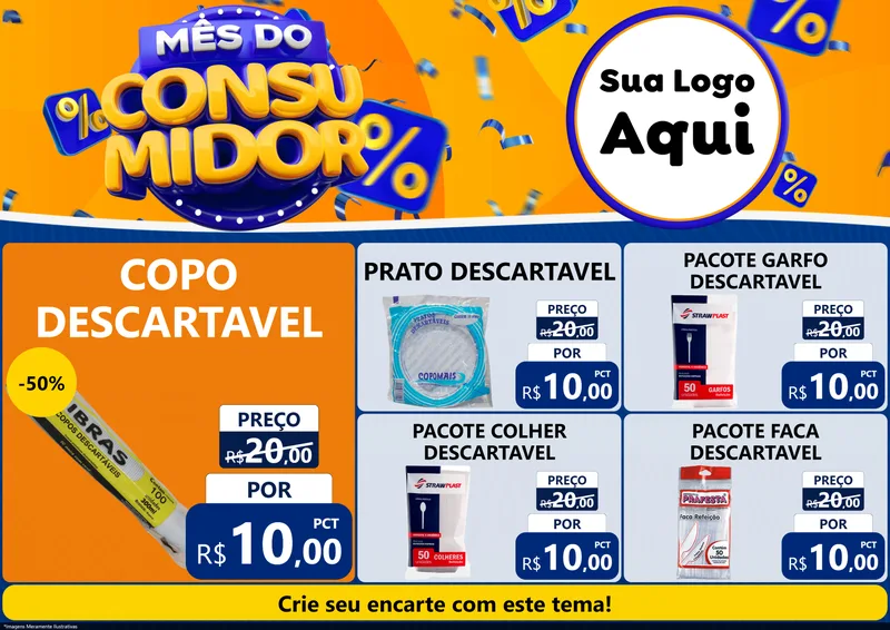 Modelo de Encarte para Encarte A4 Horizontal com o tema Mês do Consumidor para Embalagens