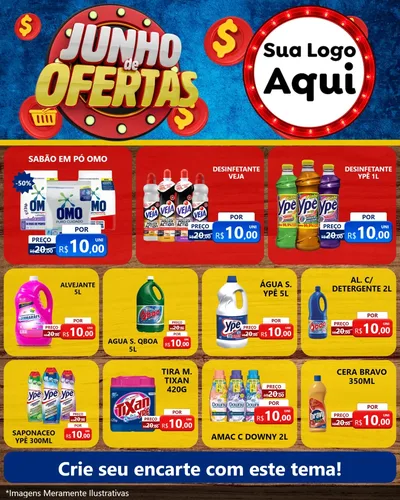 Modelo de Rede Social para Feed Instagram com o tema Junho de Ofertas para Produtos de Limpeza