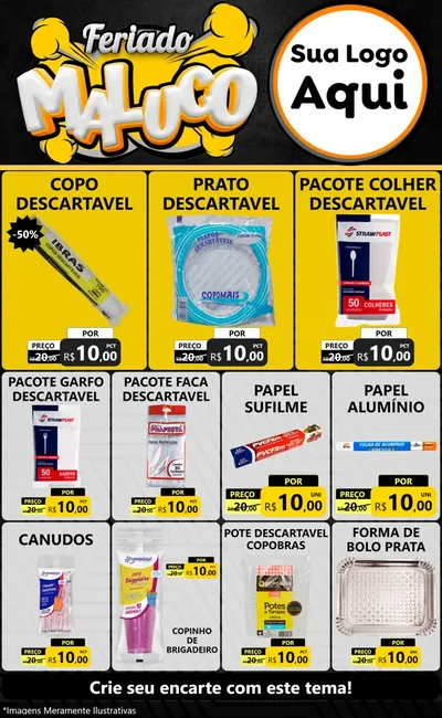 Modelo de Encarte para Encarte Grande com o tema Feriado Maluco para Embalagens