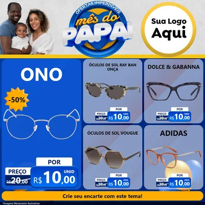 Modelo de Rede Social para Feed Facebook com o tema Ofertas Imperdíveis Mês Do Papai para Óticas