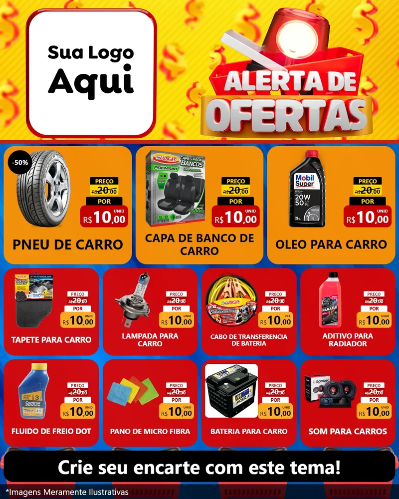 Modelo de Rede Social para Feed Instagram com o tema Alerta de Ofertas para Auto peças
