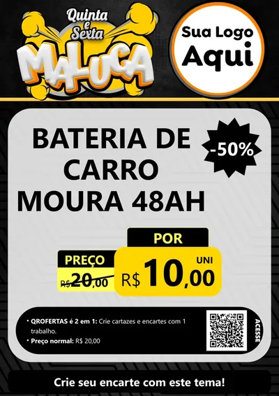 Modelo de Cartaz para Cartaz A4 Vertical com o tema Quinta e Sexta Maluca para Baterias Elétricas