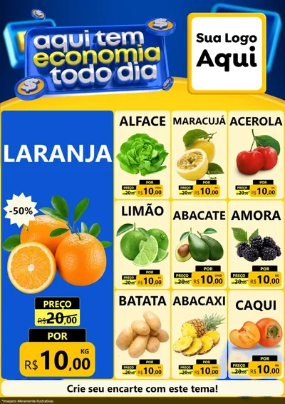 Modelo de Encarte para Encarte A4 Vertical com o tema Aqui Tem Economia Todo Dia para Hortifrúti