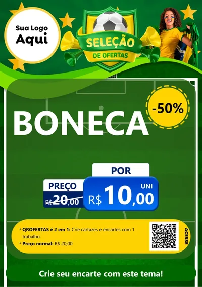 Modelo de Cartaz para Cartaz A4 Vertical com o tema Seleção de Ofertas - Copa para Brinquedos