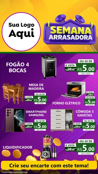 Modelo de TV para TV Vertical com o tema Semana Arrasadora para Móveis e Eletro