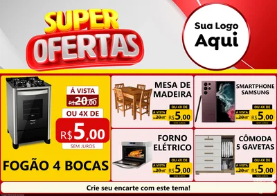 Modelo de Encarte para Encarte A4 Horizontal com o tema Super Ofertas para Móveis e Eletro