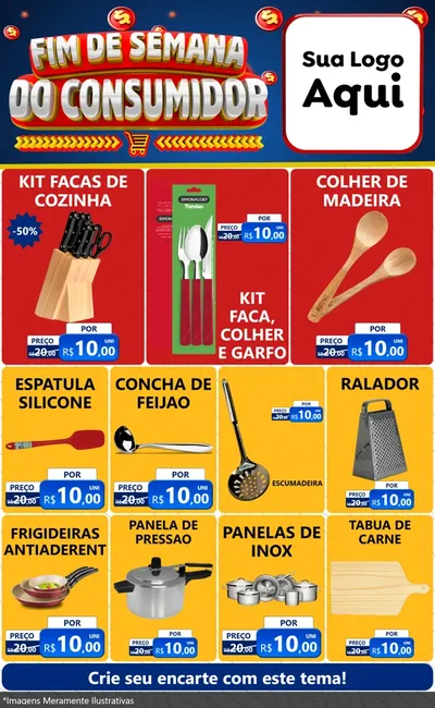 Modelo de Encarte para Encarte Grande com o tema Fim de Semana do Consumidor para Utilidades Domésticas