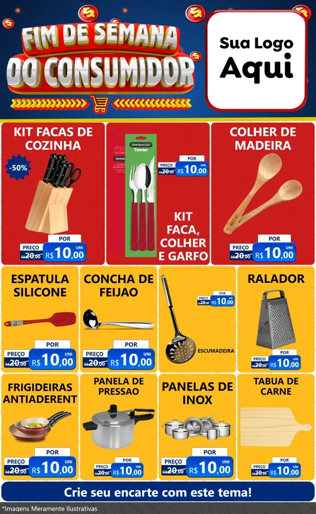 Modelo de Encarte para Encarte Grande com o tema Fim de Semana do Consumidor para Utilidades Domésticas