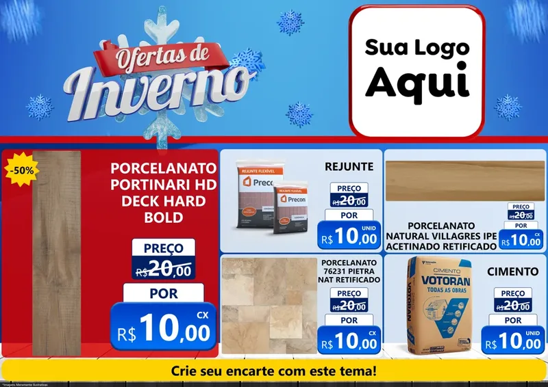 Modelo de Encarte para Encarte A4 Horizontal com o tema Ofertas de Inverno para Pisos e revestimentos