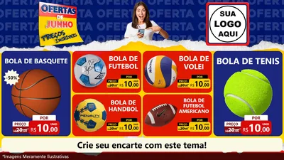 Modelo de TV para TV Horizontal com o tema Ofertas de Junho - Preços Incríveis para Artigos Esportivos