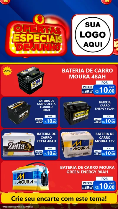 Modelo de TV para TV Vertical com o tema Ofertas Especiais de Junho para Baterias Elétricas