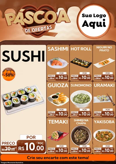 Modelo de Encarte para Encarte A4 Vertical com o tema Páscoa de Ofertas para Comida japonesa